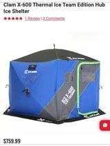 Related Items: Clam Legend XL thermal ice fishing shelter brand new in box.  This is a one