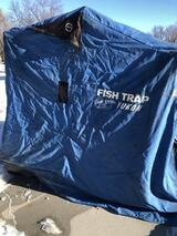 Related Items: For Sale. Dave Genz Trap Guide Clam - 2 man portable fish  house. In very good cond