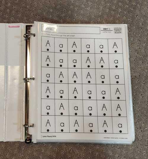 Fluency notebook, letters and/or sounds, 36 different pages. Printed ...