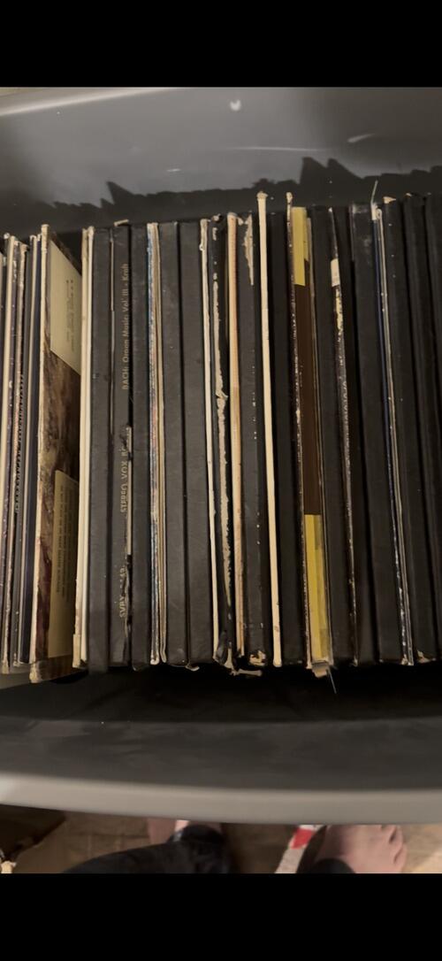 3 totes of records, I have not went through them and dont know what is ...