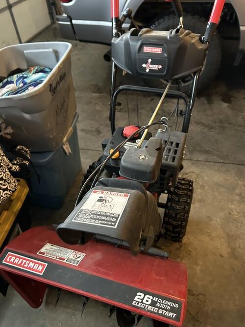 Craftsman 208cc, 26 wide snowblower. This unit starts fine, has a minor ...