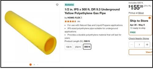 New Poly Underground Gas Line (Propane/Natural Gas) - (2) 1/2